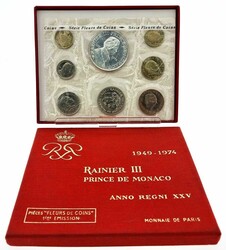 Monaco, Principality, Rainier III, Official Annual Mint Set 1974 (7) ...