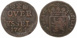 Netherlands, Overyssel Province, 1 Duit Copper 1764, Crowned arms of ...