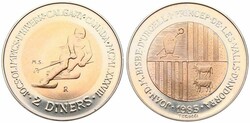 Andorra, Principality, 2 Diners Bi-Metallic 1985, Winter Olympics - ...