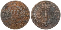 Portugal, Kingdom, Jose I, 3 Reis Copper 1764, Crowned shield in ...