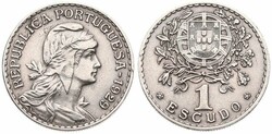 Portugal, Republic, 1 Escudo Copper-Nickel 1929, Liberty head right, ...