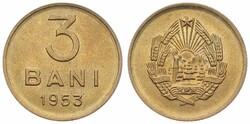 Romania, Peoples Republic, 3 Bani Copper-Nickel-Zinc 1953, National ...