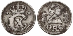 Denmark, Kingdom, Christian X, 2 Ore Iron 1919, Crowned Monogram, KM ...