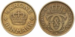 Denmark, Kingdom, Christian X, 1/2 Krone Aluminum-Bronze 1926, ...