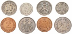 Serbia, Kingdom, Milan I as Prince, 2, 5, 10 & 20 Para 1904-1912, ...