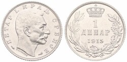 Serbia, Kingdom, Peter I, 1 Dinar Silver 1915, Head right, KM 25.3, ...
