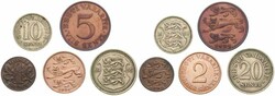 Estonia, Republic, 1, 2, 5, 10 & 20 Senti 1929-1935, Three Czech ...