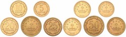 Tajikistan, Republic, 5, 10, 20, 25 & 50 Dirams 2006, Crown with half ...