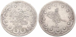 Turkey, Ottoman Empire, Abdul Aziz, 20 Kurush Silver AH1277/3, ...