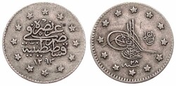Turkey, Sultanate, Abdul Hamid II, 1 Kurush Silver AH1293/28, Toughra ...