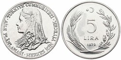 Turkey, Republic, 5 Lira Stainless Steel 1979, F.A.O. - Anatolic ...