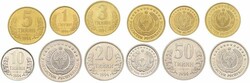 Uzbekistan, Republic, 1, 3, 5, 10, 20 & 50 Tiyin 1994, National arms ...
