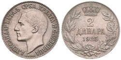 Yugoslavia, Kingdom, Alexander I, 2 Dinara Nickel-Bronze 1925(p), ...