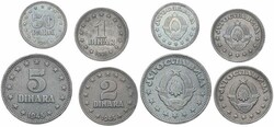 Yugoslavia, Post War Coinage, 50 Para, 1, 2 & 5 Dinara Zinc 1945, ...