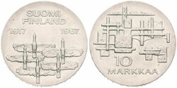 Finland, Republic, 10 Markkaa Silver 1967 S-H, 50th Anniversary of ...