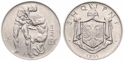 Albania, Kingdom, King Zog I, 1/2 Lek Nickel 1931L, Hercules ...