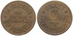 France, Republic, Token in Brass ND, Vente de Cylindres Artistiques / ...