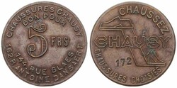France, Republic, Token in Brass ND, Chaussez CHAUSY (172) Chaussures ...