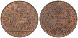 France, Republic, Medal in Copper 1879 by Borrel, Centenaire de ...
