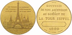 France, Republic, Medal in Gilt Copper 1889, Inauguration of the ...