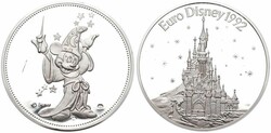 France, Republic, Medal in Silver 1992, Euro Disney, Mickey Mouse as ...