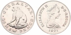 Gibraltar, British Colony, Elizabeth II, 25 New Pence Copper-Nickel ...