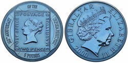 Gibraltar, British Colony, Elizabeth II, 5 Pounds Blue Titanium 2000, ...