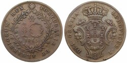 Azores, Portuguese Administration, Luiz I, 10 Reis Copper 1865, ...