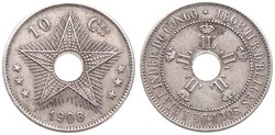 Congo Free State, Royal Domain, Leopold II, 10 Centimes Copper-Nickel ...