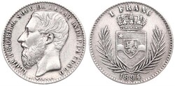 Congo Free State, Royal Domain, Leopold II, 1 Franc Silver 1894, ...