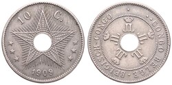 Belgian Congo, Colony, Leopold II, 10 Centimes Copper-Nickel 1909, ...