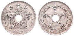 Belgian Congo, Colony, Albert I, 5 Centimes Copper-Nickel 1921, ...