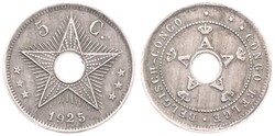Belgian Congo, Colony, Albert I, 5 Centimes Copper-Nickel 1925, ...