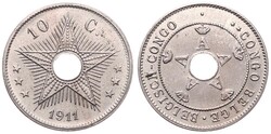 Belgian Congo, Colony, Albert I, 10 Centimes Copper-Nickel 1911, ...