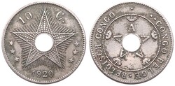 Belgian Congo, Colony, Albert I, 10 Centimes Copper-Nickel 1920/10, ...
