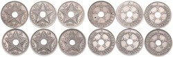Belgian Congo, Colony, Albert I, Nice lot with 6 x 10 Centimes coins, ...