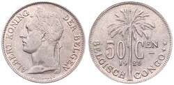 Belgian Congo, Colony, Albert I, 50 Centimes Copper-Nickel 1925, ...