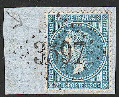 VARIETES SUR CLASSIQUES - F - N°29Bb - 20c bleu - à la corne - Obl. ...