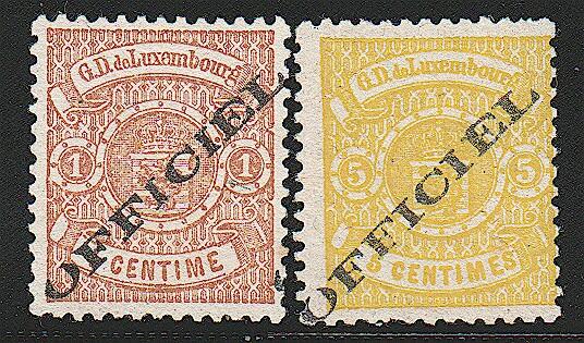 LUXEMBOURG - (*) - Service - N°24 - 1c brun clair + N°27 - 5c jaune ...