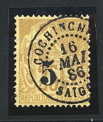 COCHINCHINE - O - N°1 - 5 s/25c - belle oblit. du 16 mai 86 - signé ...