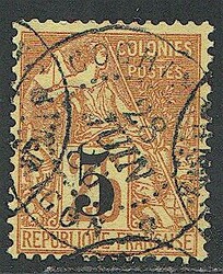 COCHINCHINE - O - N°1 - 5 s/25c - signé JF Brun - TB