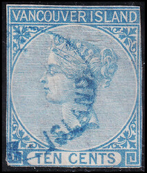 COLOMBIE - O - Iles de Vancouver - N°3 - 10c bleu - Obl. bleue - TB
