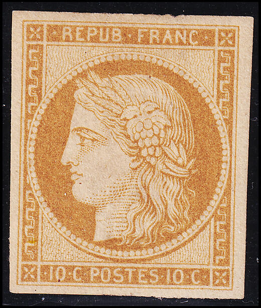 EMISSION CERES 1849 - * - N°1 - 10c bistre jaune - signé JF Brun / ...