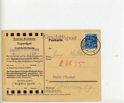 Fünfjahrplan - EF 10 Pfg. Bdr. auf Expressgutkarte von "HALLE ...