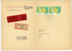 Frauenkongreß - MEF 2x 70 Pfg. auf Eilboten-R-Brief nach Karsdorf ...