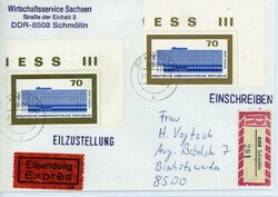 Intermess III - MEF 2x 70 Pfg. aus Block 23 auf Eilboten-R-Brief nach ...