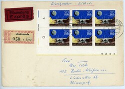 Mondlandung - MEF 20 Pfg. im 6er-Block auf Eilboten-R-Brief nach ...