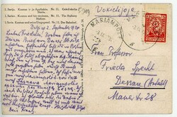 Kaunas (Litauen) - 1924, AK "Der Bahnhof", rücks. Freim.-Ausg. 15 C. ...