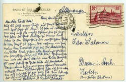 Paris (Farnkreich) - 1935, color. AK "Sacre-Coeur", rücks. Freim ...