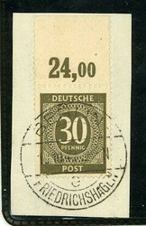 Ziffern - 30 Pfg. dunkelbraunoliv vom POR dgz auf Briefstück, ...